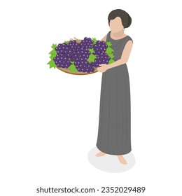 3D Isometric Flat Vector Set of Ancient Roman Characters, Rome Empire People. Item 5