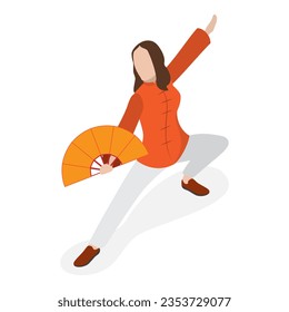 3D Isometric Flat Vector Set of Tai Chi, Healthy Lifestyle. Item 5