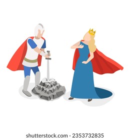 3D Isometric Flat Vector Set of Medieval People, Historical Characters. Item 2
