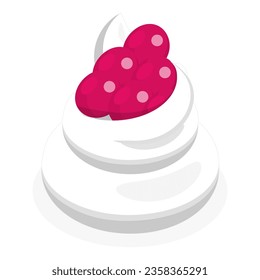 3D Isometric Flat Vector Set of Whipped Cream with Berries. Item 1