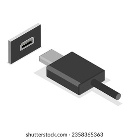 3D Isometric Flat Vector Set of USB Types. Item 3