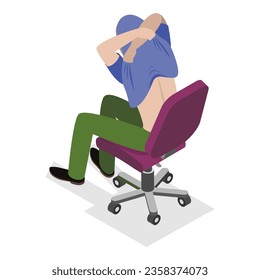 3D Isometric Flat Vector Set of Undressing People. Item 5