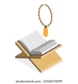 3D Isometric Flat Vector Set of Muslim Islam Items and People. Item 1