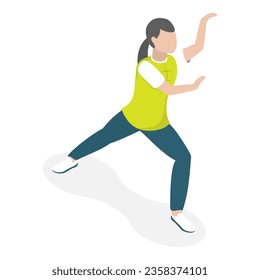 3D Isometric Flat Vector Set of Tai Chi. Item 3