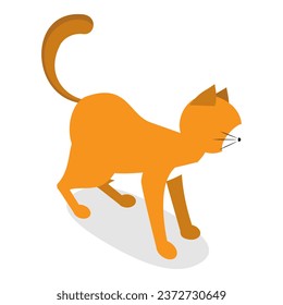 3D Isometric Flat Vector Set of Cats Behavior Poses. Item 12