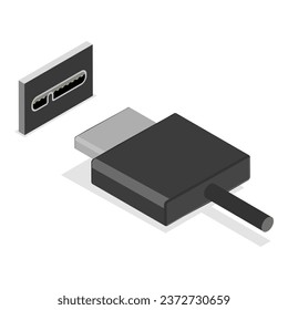 3D Isometric Flat Vector Set of USB Types. Item 1