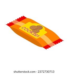 3D Isometric Flat Vector Set of Snack Packages. Item 2