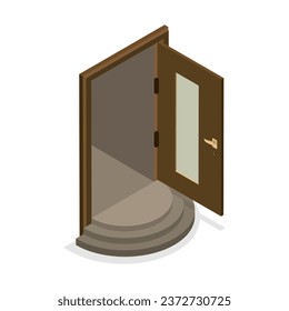 3D Isometric Flat Vector Set of Doors. Item 2