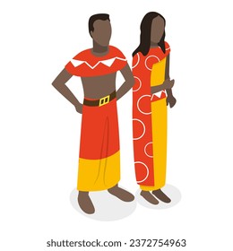 3D Isometric Flat Vector Set of African Outfit. Item 3