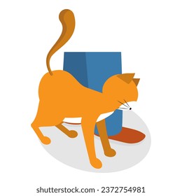 3D Isometric Flat Vector Set of Cats Behavior Poses. Item 10