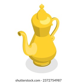 3D Isometric Flat Vector Set of Arabic Teapot. Item 2