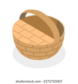 3D Isometric Flat Vector Set of Baskets. Item 4