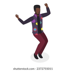 3D Isometric Flat Vector Set of People with 90s Outfit. Item 4