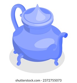 3D Isometric Flat Vector Set of Arabic Teapot. Item 3