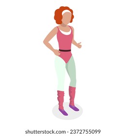 3D Isometric Flat Vector Set of People with 90s Outfit. Item 5