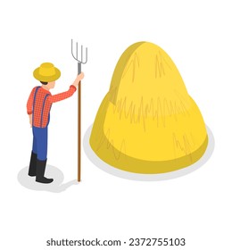 3D Isometric Flat Vector Set of Farmers. Item 1