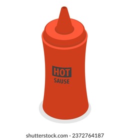 3D Isometric Flat Vector Set of Hot Sauces. Item 1