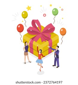 3D Isometric Flat Vector Set of Hanging Out People. Item 3