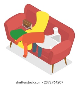 3D Isometric Flat Vector Set of Scattered and Messy Clothes. Item 3