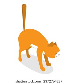 3D Isometric Flat Vector Set of Cats Behavior Poses. Item 8