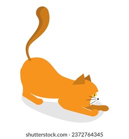 3D Isometric Flat Vector Set of Cats Behavior Poses. Item 9