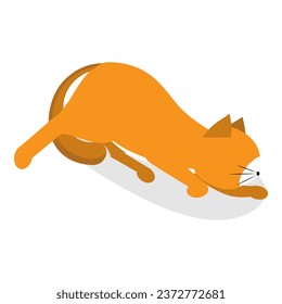 3D Isometric Flat Vector Set of Cats Behavior Poses. Item 7