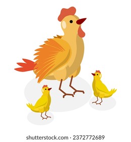 3D Isometric Flat Vector Set of Farm Animal Families. Item 2