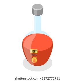 3D Isometric Flat Vector Set of Hot Sauces. Item 4