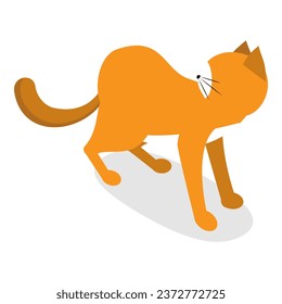 3D Isometric Flat Vector Set of Cats Behavior Poses. Item 5