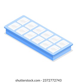 3D Isometric Flat Vector Set of Ice Cubes for Cocktails. Item 1