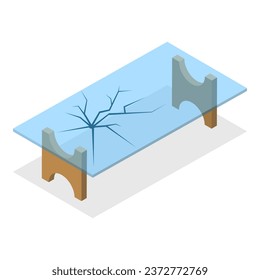 3D Isometric Flat Vector Set of Broken Furniture. Item 2