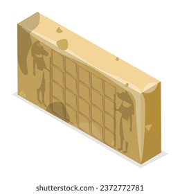 3D Isometric Flat Vector Set of Egypt Ancient Walls. Item 2