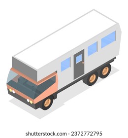 3D Isometric Flat Vector Set of Caravan Trailers. Item 2