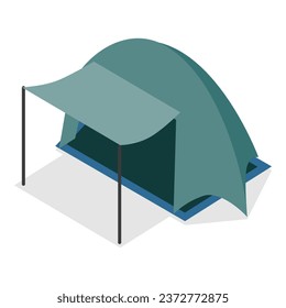 3D Isometric Flat Vector Set of Camping Travel Tents. Item 2