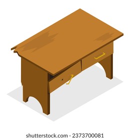 3D Isometric Flat Vector Set of Broken Furniture. Item 3