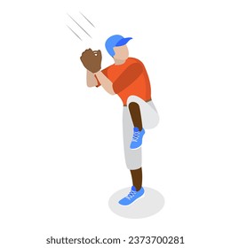 3D Isometric Flat Vector Set of Baseball Players. Item 1
