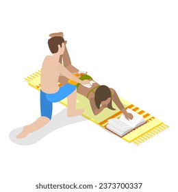 3D Isometric Flat Vector Set of Skincare Routine Scenes. Item 2