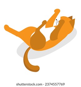 3D Isometric Flat Vector Set of Cats Behavior Poses. Item 4