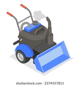 3D Isometric Flat Vector Set of Snowblowers. Item 1