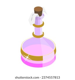 3D Isometric Flat Vector Set of Magic Potions. Item 1