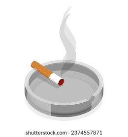 3D Isometric Flat Vector Set of Smoker Collection. Item 3