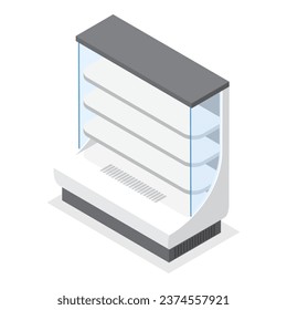 3D Isometric Flat Vector Set of Commercial Display Refrigerators. Item 2