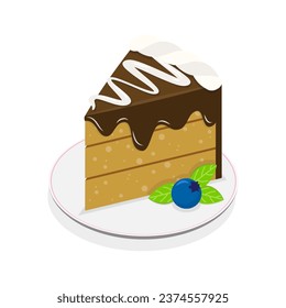 3D Isometric Flat Vector Set of Slices of Different Cakes. Item 2