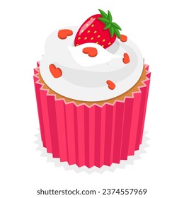 3D Isometric Flat Vector Set of Sweet Cupcakes. Item 3