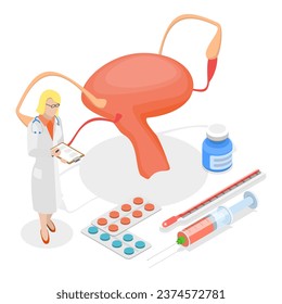 3D Isometric Flat Vector Set of Gynecologist, Dentist, Optometrist And Andrologist. Item 4