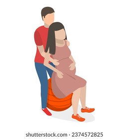 3D Isometric Flat Vector Set of Birth Positions. Item 5