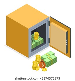 3D Isometric Flat Vector Set of Bank Vaults. Item 3