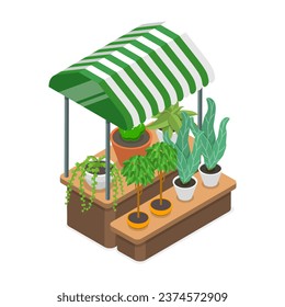 3D Isometric Flat Vector Set of Fair Kiosks. Item 3