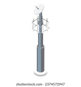 3D Isometric Flat Vector Set of Telecom Towers. Item 3