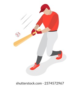 3D Isometric Flat Vector Set of Baseball Players. Item 4